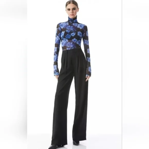 Alice + Olivia DELAINA LONG SLEEVE TURTLENECK MESH TOP SIZE XL - Picture 7 of 16